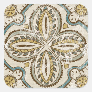 Non-Embellished Batik Square III Square Sticker