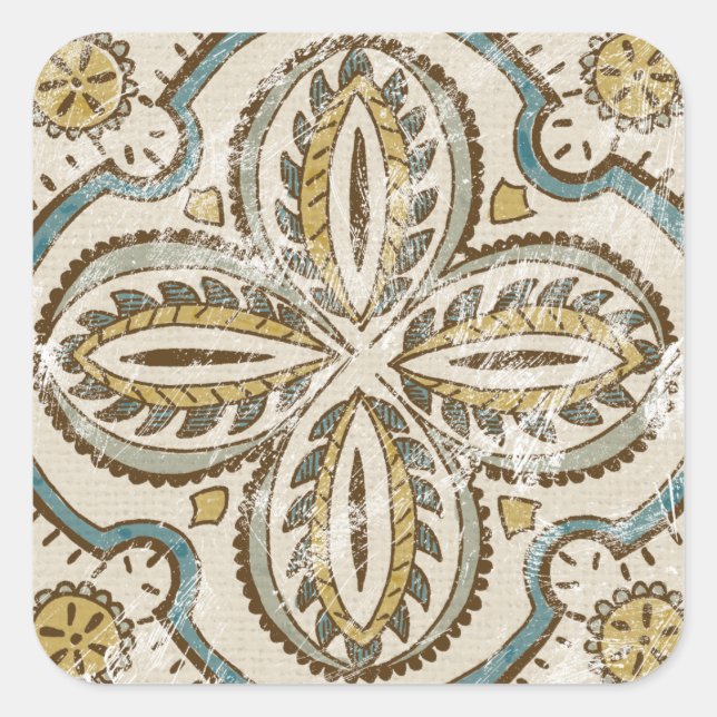 Non-Embellished Batik Square III Square Sticker (Front)