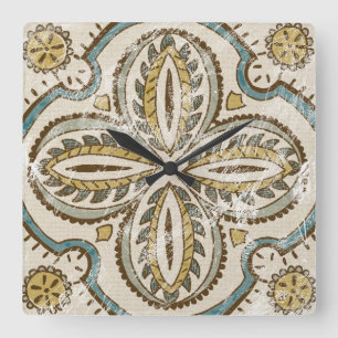 Non-Embellished Batik Square III Square Wall Clock