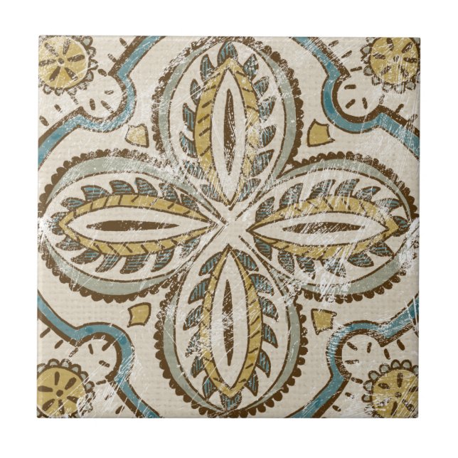 Non-Embellished Batik Square III Tile (Front)