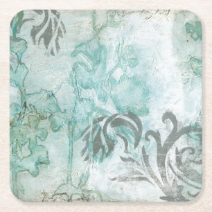 Non-Embellished Flower Spray III Square Paper Coaster