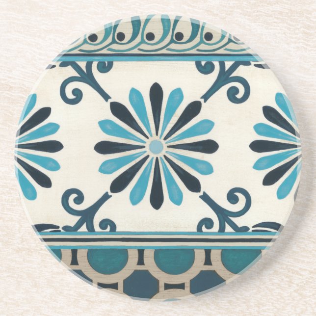 Non-Embellished Indigo Frieze II Coaster (Front)