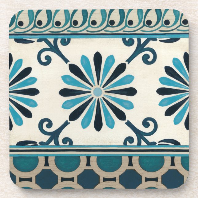Non-Embellished Indigo Frieze II Coaster (Front)