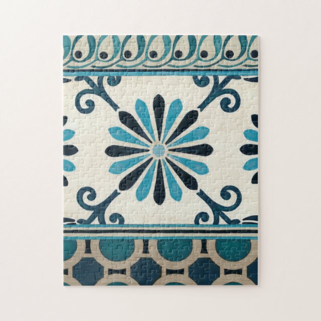 Non-Embellished Indigo Frieze II Jigsaw Puzzle (Vertical)