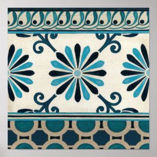 Non-Embellished Indigo Frieze II Poster