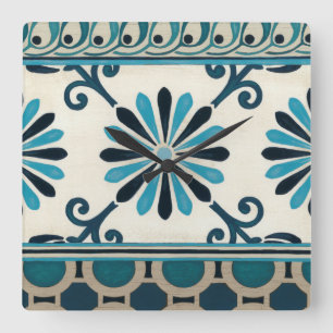 Non-Embellished Indigo Frieze II Square Wall Clock