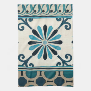 Non-Embellished Indigo Frieze II Tea Towel