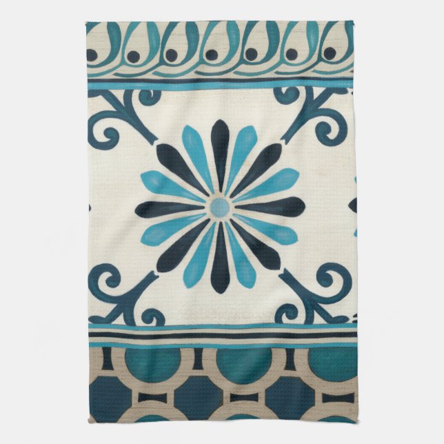 Non-Embellished Indigo Frieze II Tea Towel (Vertical)