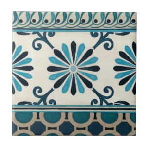 Non-Embellished Indigo Frieze II Tile