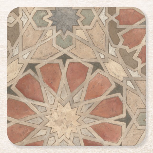 Non-Embellished Marrakesh Design I Square Paper Coaster (Front)