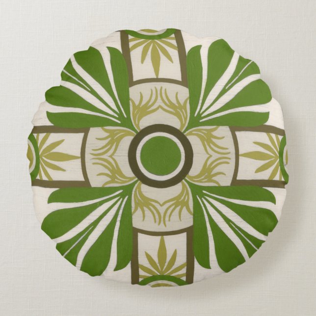 Non-Embellished Palm Motif I Round Cushion (Front)