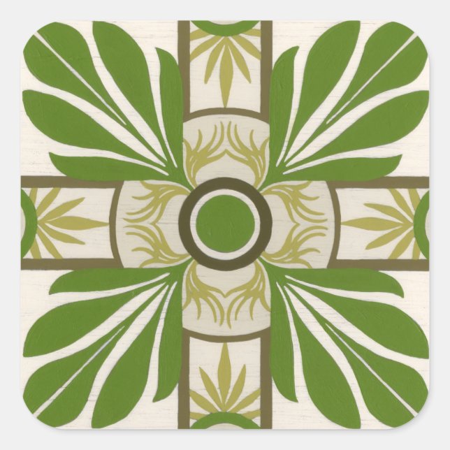 Non-Embellished Palm Motif I Square Sticker (Front)