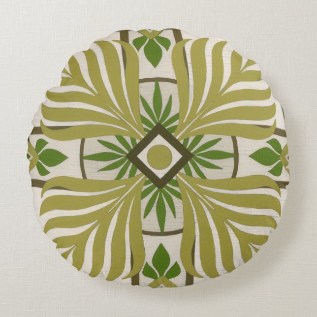 Non-Embellished Palm Motif II Round Cushion (Front)