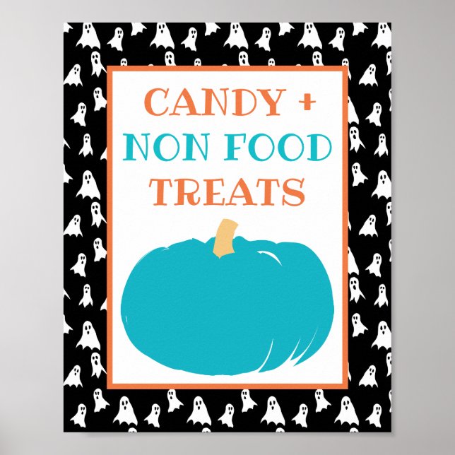 Non Food Treats Teal Pumpkin Halloween Allergy Poster (Front)