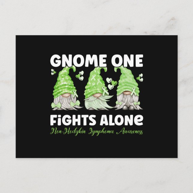 Non Hodgkin Lymphoma Cancer Lime Ribbon Gnome Postcard (Front)