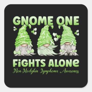 Non Hodgkin Lymphoma Cancer Lime Ribbon Gnome Square Sticker