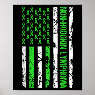 Non Hodgkin Lymphoma Flag Lime Green Ribbon Poster