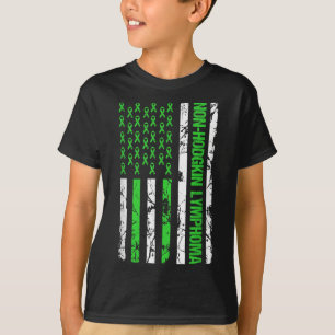 Non Hodgkin Lymphoma Flag Lime Green Ribbon T-Shirt