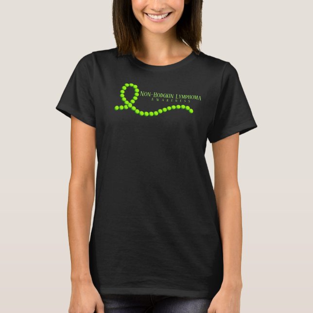 Non-Hodgkin Lymphoma Lime Green Awareness Beads T-Shirt (Front)
