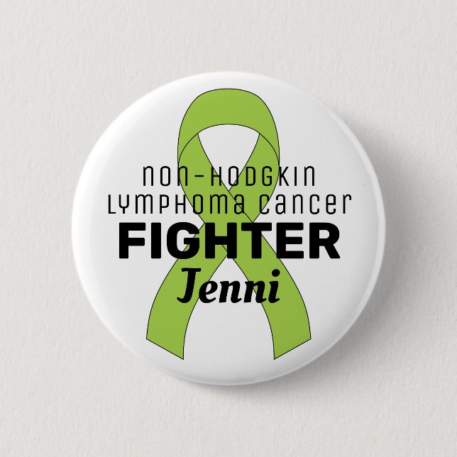 Non-Hodgkin Lymphoma Ribbon White Button (Front)