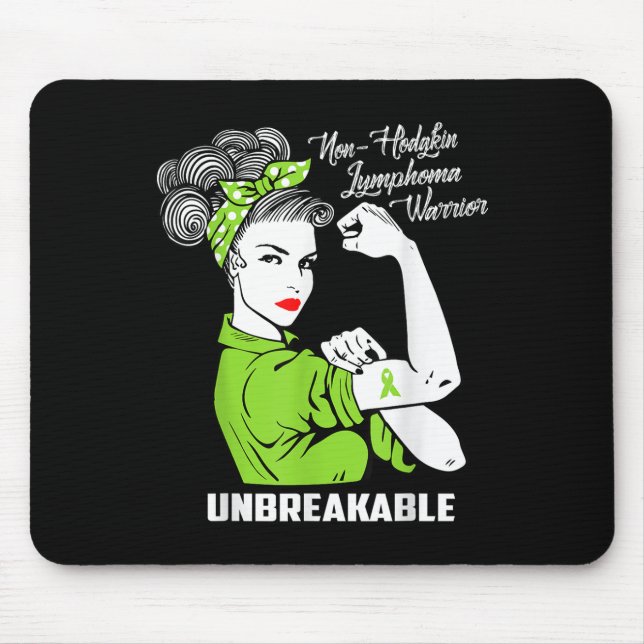 Non-hodgkin Lymphoma Warrior Unbreakable Awareness Mouse Mat (Front)