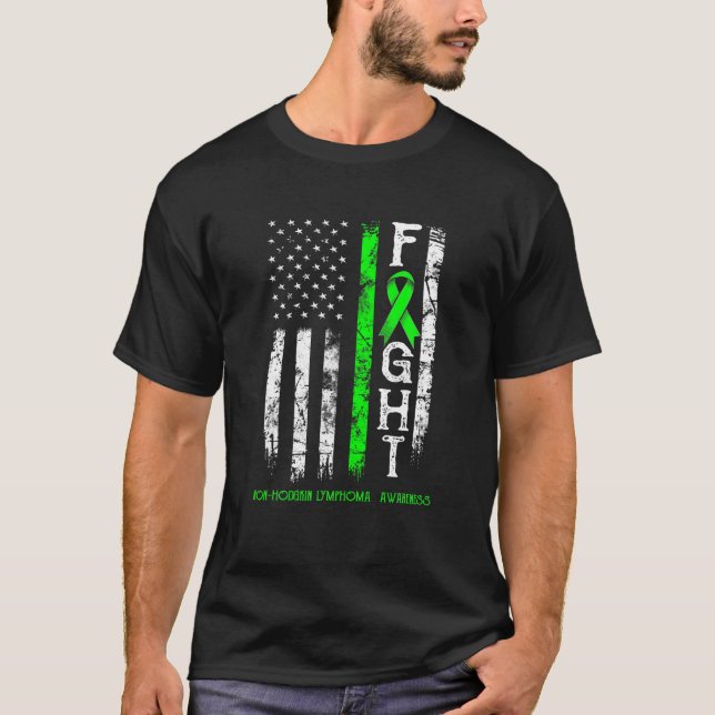 Non Hodgkin Lymphoma Warrior US Flag T Shirt (Front)