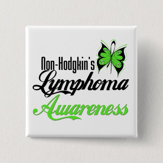 Non Hodgkins Lymphoma Awareness Butterfly 15 Cm Square Badge (Front)
