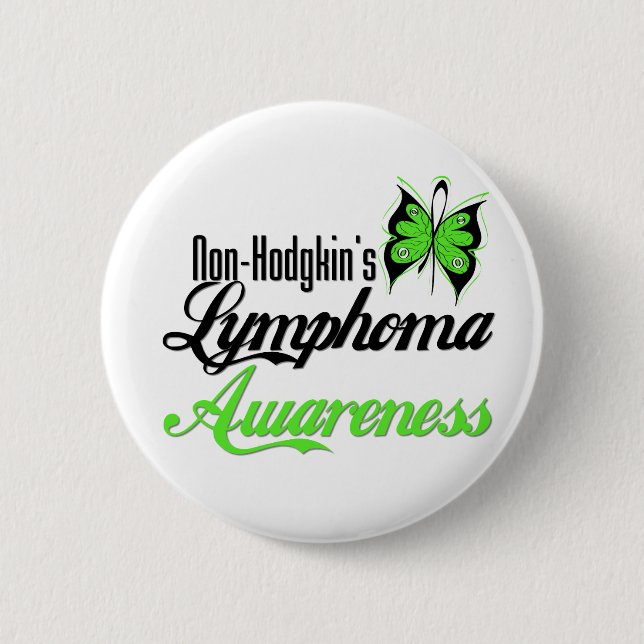 Non Hodgkins Lymphoma Awareness Butterfly 6 Cm Round Badge (Front)