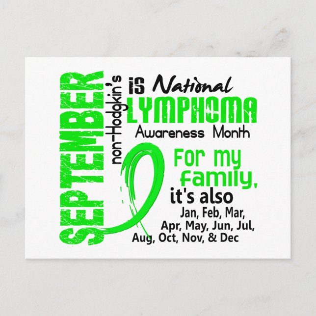 Non-Hodgkin's Lymphoma Awareness Month My Family Postcard (Front)
