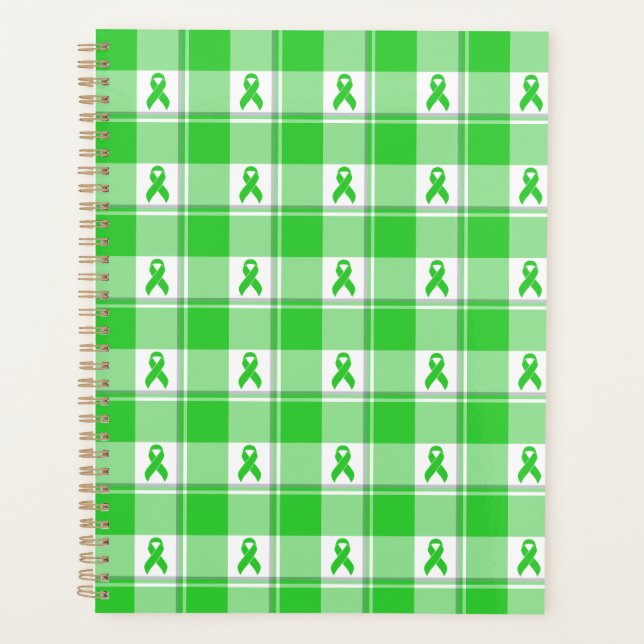 Non-Hodgkin's Lymphoma Awareness Plaid Lime Green Planner (Front)
