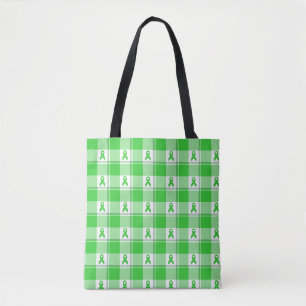 Non-Hodgkin's Lymphoma Awareness Plaid Lime Green Tote Bag