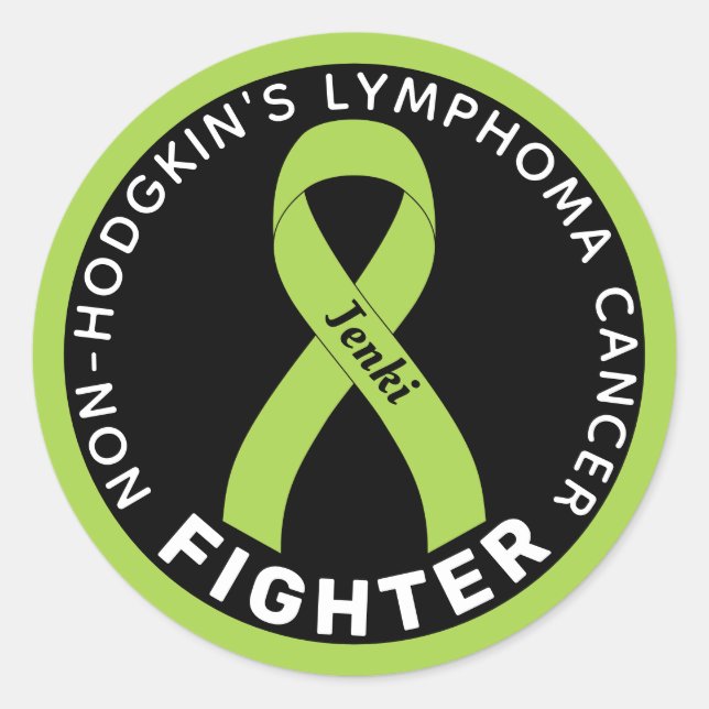 Non-Hodgkin's Lymphoma Cancer Fighter Ribbon Black Classic Round Sticker (Front)