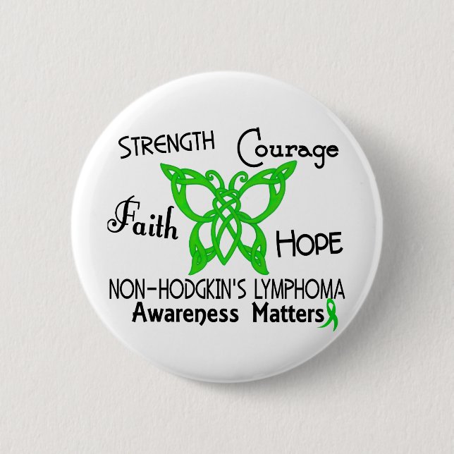 Non-Hodgkins Lymphoma Celtic Butterfly 3 6 Cm Round Badge (Front)