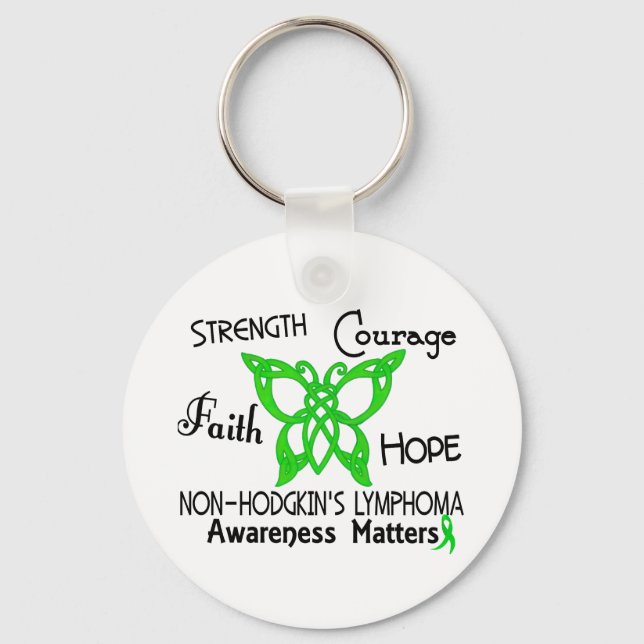 Non-Hodgkins Lymphoma Celtic Butterfly 3 Key Ring (Front)