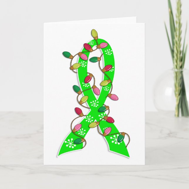 Non-Hodgkin's Lymphoma Christmas Lights Ribbon Holiday Card (Front)
