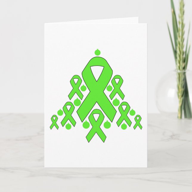Non-Hodgkin's Lymphoma Christmas Ribbon Tree Holiday Card (Front)