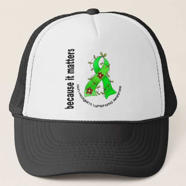 Non-Hodgkin's Lymphoma Flower Ribbon 3 Trucker Hat (Front)