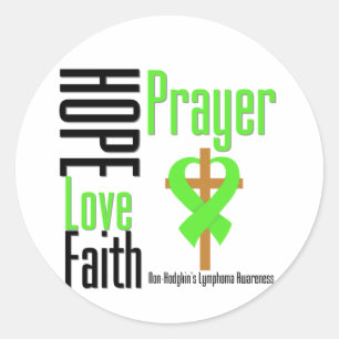Non-Hodgkins Lymphoma Hope Love Faith Prayer Cross Classic Round Sticker