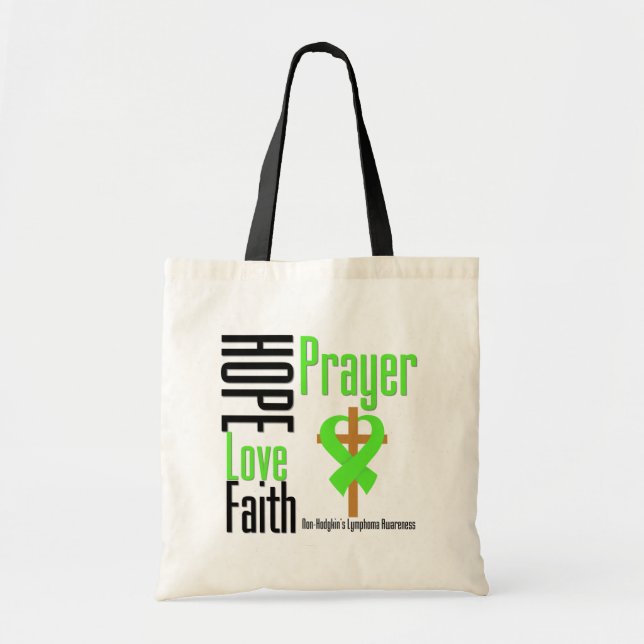 Non-Hodgkins Lymphoma Hope Love Faith Prayer Cross Tote Bag (Front)