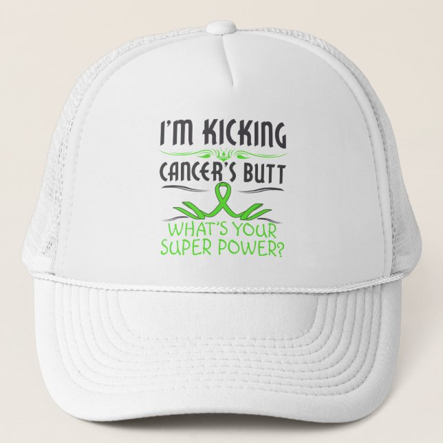 Non-Hodgkins Lymphoma Kicking Cancer Butt Trucker Hat (Front)