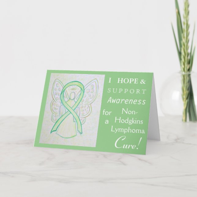 Non-Hodgkins Lymphoma Lime Ribbon Greeting Card (Front)