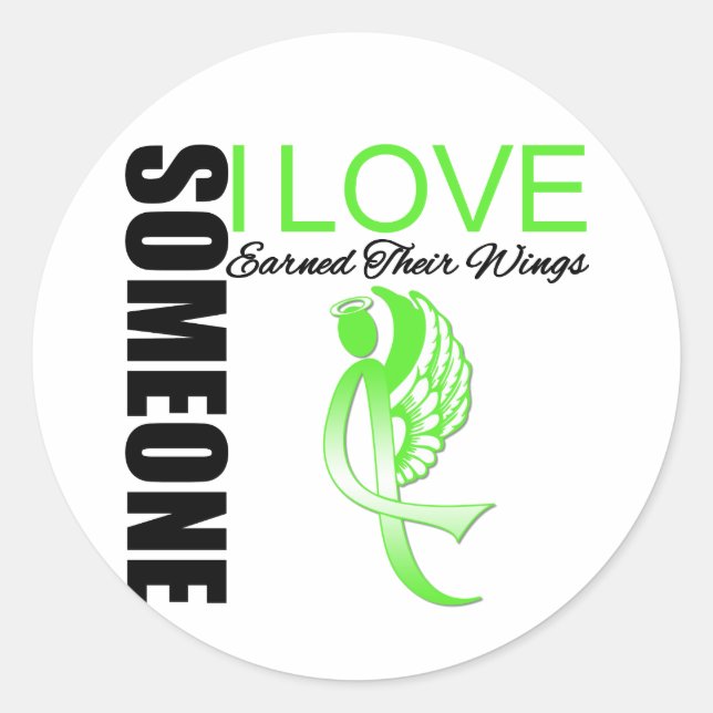 Non Hodgkins Lymphoma Someone I Love Earned Wings Classic Round Sticker (Front)
