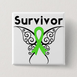 Non-Hodgkins Lymphoma Survivor Tribal Butterfly 15 Cm Square Badge