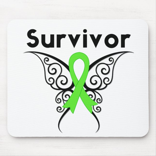 Non-Hodgkins Lymphoma Survivor Tribal Butterfly Mouse Mat (Front)