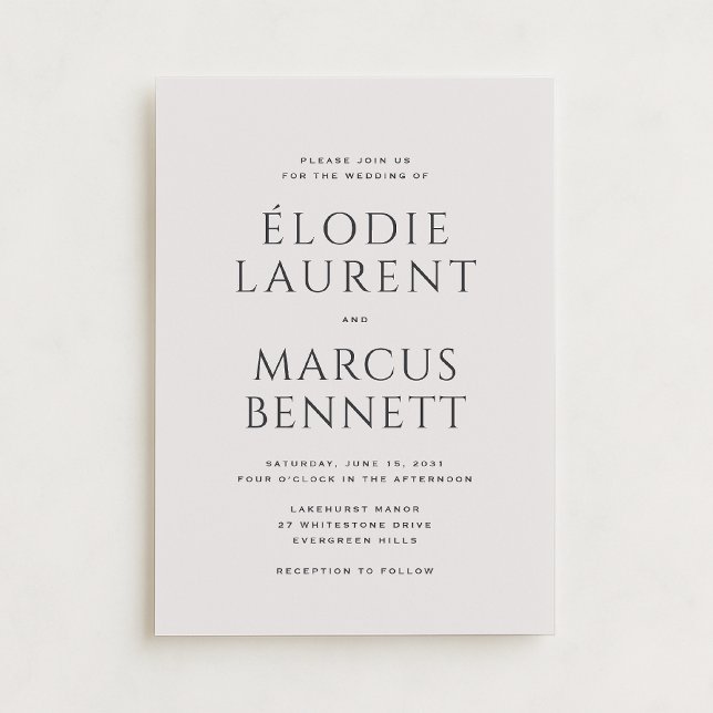 Non Photo Bold Names Modern Beige wedding  Invitation (Creator Uploaded)