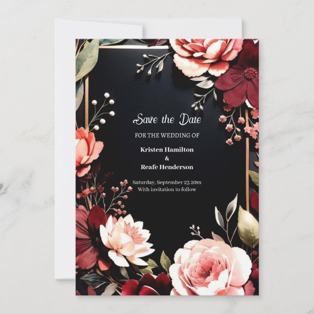 Non Photo Burgundy Elegance  Save The Date (Front)