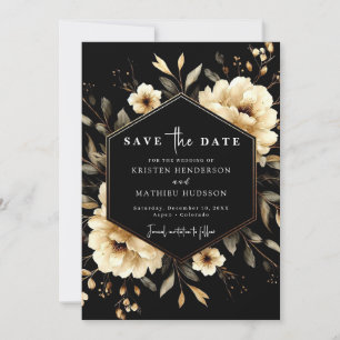 Non-Photo Chic Gold and Black Wedding Save The Date