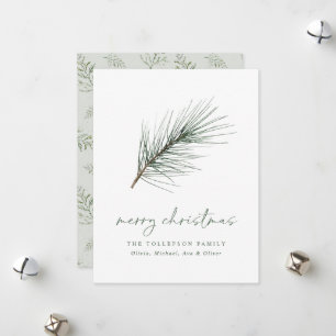 Non Photo Christmas Simple Watercolor Greenery Holiday Card