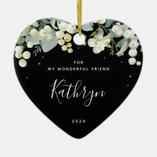 Non-Photo Custom for Anyone Christmas Heart Shaped Ceramic Tree Decoration