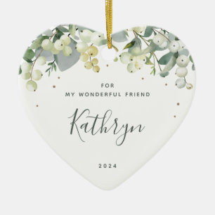 Non-Photo Custom for Anyone Christmas Heart Shaped Ceramic Tree Decoration